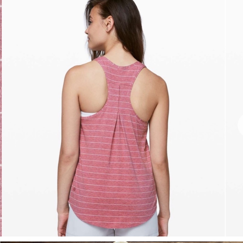 Lululemon Short Serve Heathered So Merlot White Love Tank Size 8